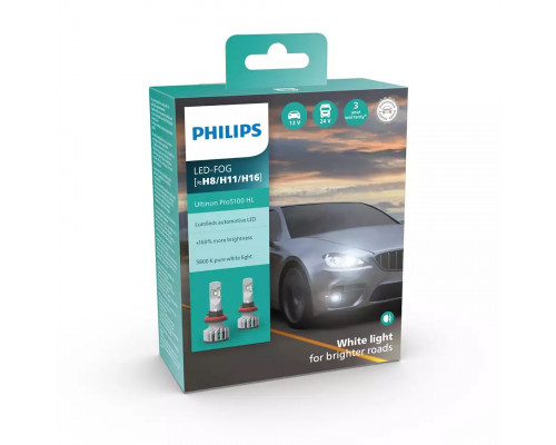 Комплект світлодіодних ламп Philips H8/H11/H16 11366U51X2 LED Ultinon Pro5100 +160% Комплект світлодіодних ламп Philips H8/H11/H16 11366U51X2 LED Ultinon Pro5100 +160%