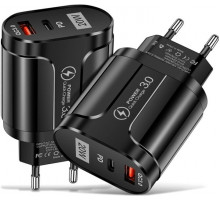 Зарядний пристрій Mirrow USB Type-C Super Charge/Quick Charge 3.0 PD 20W Black (366589741)
