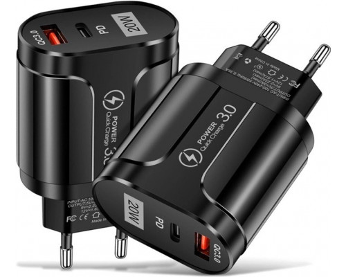 Зарядний пристрій Mirrow USB Type-C Super Charge/Quick Charge 3.0 PD 20W Black (366589741) Зарядний пристрій Mirrow USB Type-C Super Charge/Quick Charge 3.0 PD 20W Black (366589741)