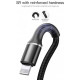 USB кабель Lightning BASEUS для зарядки і синхронізації iPhone iPod iPad c підсвічуванням 2 м Чорний
