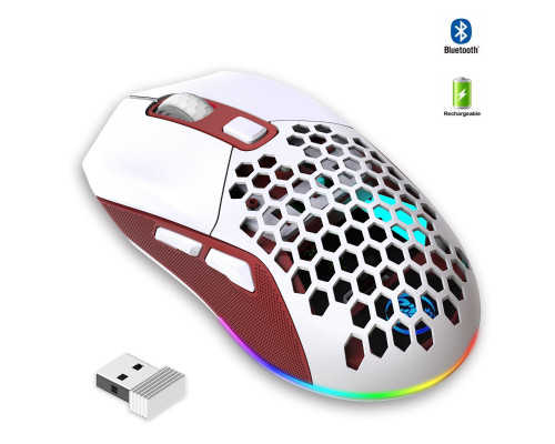 Миша бездротова HXSJ Т28 з акумулятором та RGB підсвічуванням 2,4G+Bluetooth Red Миша бездротова HXSJ Т28 з акумулятором та RGB підсвічуванням 2,4G+Bluetooth Red