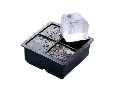 Форма для льоду силіконова Ice з кришкою Кубики 4 комірки 11х11х5 см Чорний (C051349)