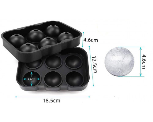 Форма для льоду силіконова Ice Куля 6 комірок 18,5x12,5x4,6 см Чорний (C051355)