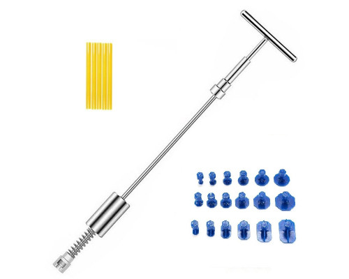 Молоток зворотний для витягування вм'ятин CARP з грибками 18 шт/клейові стрижні 5 шт 24 предмети Сріблястий (С051046)