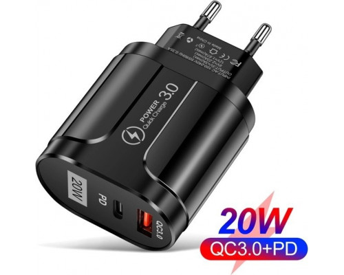 Зарядний пристрій Mirrow USB Type-C Super Charge/Quick Charge 3.0 PD 20W Black (366589741) Зарядний пристрій Mirrow USB Type-C Super Charge/Quick Charge 3.0 PD 20W Black (366589741)