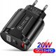 Зарядний пристрій Mirrow USB Type-C Super Charge/Quick Charge 3.0 PD 20W Black (366589741)