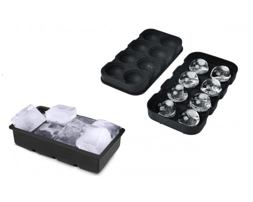 Набір силіконових форм для льоду Ice Куб і Куля 8 комірок 2 шт Чорний (C051352-51356)