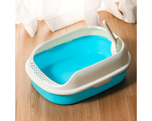 Туалет для кішок з лопаткою Taotaopets 226611 Blue 40х29х13.5 см Туалет для кішок з лопаткою Taotaopets 226611 Blue 40х29х13.5 см