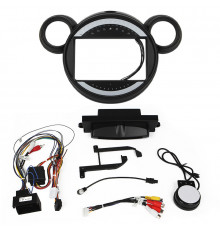 Штатний комплект перехідна рамка 9" Lesko BMW Mini 2010-2016 (1234-321) + адаптер живлення