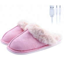 Домашні кімнатні капці Lesko A-231 USB 42-43 Pink з підігрівом