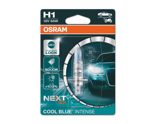 Галогенова лампа Osram H1 12V 55W P14.5s Cool Blue Intense Next Gen (64150CBN-01B) Галогенова лампа Osram H1 12V 55W P14.5s Cool Blue Intense Next Gen (64150CBN-01B)