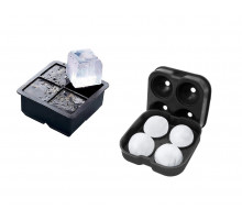 Набір силіконових форм для льоду Ice Куб і Куля 4 комірки 2 шт Чорний (C051348-51354)