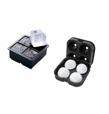 Набір силіконових форм для льоду Ice Куб і Куля 4 комірки 2 шт Чорний (C051348-51354)