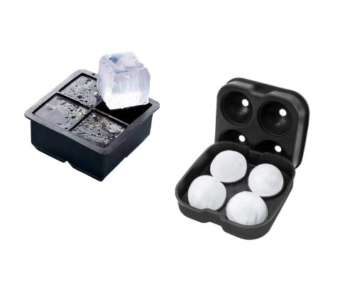 Набір силіконових форм для льоду Ice Куб і Куля 4 комірки 2 шт Чорний (C051348-51354)