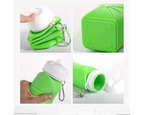 Складна силіконова пляшка для води і напоїв з карабіном water bottle 600 мл Бірюзовий (С051121)