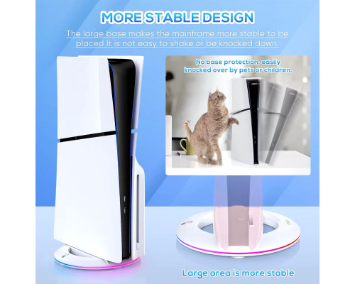 Вертикальна RGB-підставка Pega Sony PlayStation 5 Slim PS5 Slim Білий Вертикальна RGB-підставка Pega Sony PlayStation 5 Slim PS5 Slim Білий