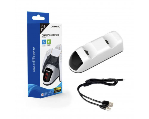 Зарядка для джойстика PS5 Dobe Станція для PlayStation 5 PS5 DualSense на 2 геймпади з LED підсвічуванням Білий Зарядка для джойстика PS5 Dobe Станція для PlayStation 5 PS5 DualSense на 2 геймпади з LED підсвічуванням Білий
