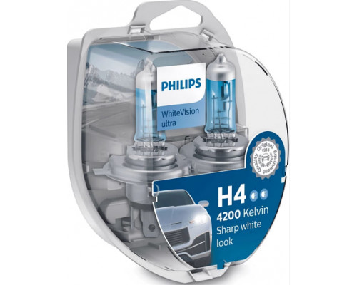 Комплект галогенових ламп Philips 12342WVUSM H4 60/55W 12V P43t WhiteVision ultra +60% Комплект галогенових ламп Philips 12342WVUSM H4 60/55W 12V P43t WhiteVision ultra +60%