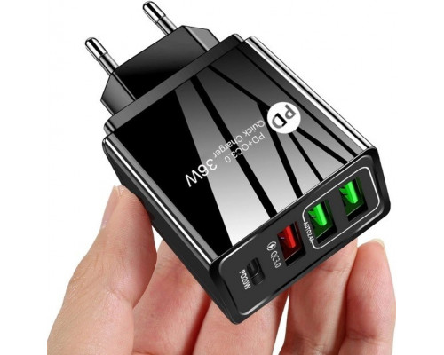 Зарядний пристрій Mirrow 3 USB Type-C Super Charge/Quick Charge 36W Black (498567566) Зарядний пристрій Mirrow 3 USB Type-C Super Charge/Quick Charge 36W Black (498567566)