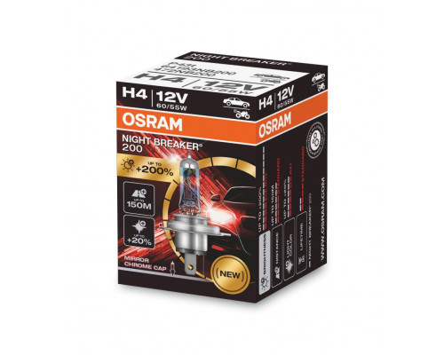 Автолампа OSRAM H4 64193NB200 Night Breaker +200% 60/55W 12V P43T 10X10X1 Автолампа OSRAM H4 64193NB200 Night Breaker +200% 60/55W 12V P43T 10X10X1