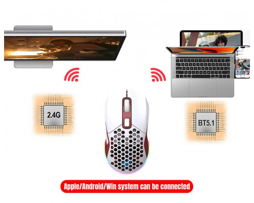 Миша бездротова HXSJ Т28 з акумулятором та RGB підсвічуванням 2,4G+Bluetooth Red Миша бездротова HXSJ Т28 з акумулятором та RGB підсвічуванням 2,4G+Bluetooth Red