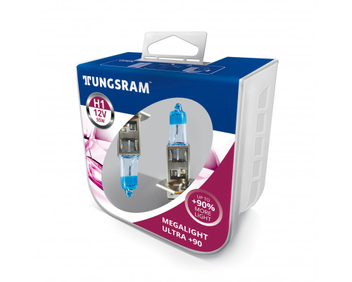 Автолампа галоген Tungsram H1 55W 12V (2 шт./пластикбокс) Megalight Ultra +90% Автолампа галоген Tungsram H1 55W 12V (2 шт./пластикбокс) Megalight Ultra +90%
