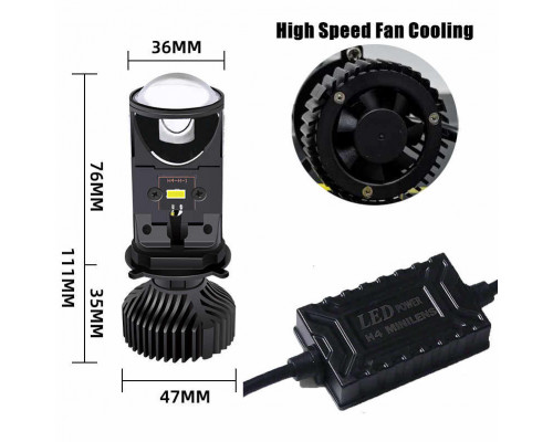 Комплект світлодіодних лінз HeadLight Y6D BI-LED H4 25/35W mini Комплект світлодіодних лінз HeadLight Y6D BI-LED H4 25/35W mini