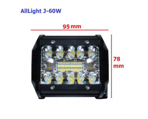 Світлодіодна фара AllLight J-60W EPISTAR spot 9-30V Світлодіодна фара AllLight J-60W EPISTAR spot 9-30V