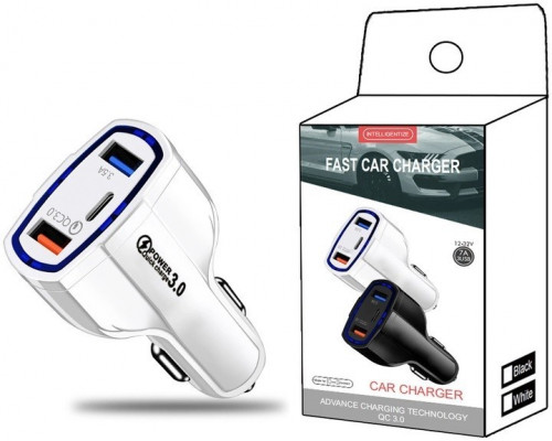Автомобільний зарядний пристрій No Brand CWa 2USB Type-C PD35W QC 3.0 White (44050554) Автомобільний зарядний пристрій No Brand CWa 2USB Type-C PD35W QC 3.0 White (44050554)