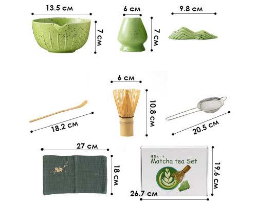 Набір для приготування чаю матчу No Brand Matcha 3125 Green 7 предметів 13275-85682