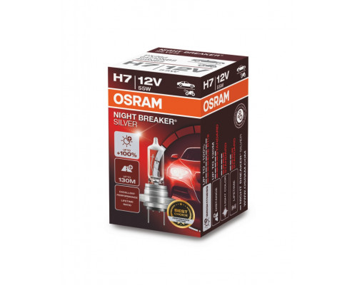 Галогенова лампа Osram H7 64210NBS Night Breaker Silver +100 55W 12V PX26d Галогенова лампа Osram H7 64210NBS Night Breaker Silver +100 55W 12V PX26d
