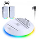 Вертикальний стенд BebonCool для Sony PlayStation PS5 Slim з RGB підсвічуванням і 2 USB Hub Білий