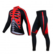Чоловічий велокостюм KIDITO KM-CT-18 Skeleton Чорний з червоним 4XL