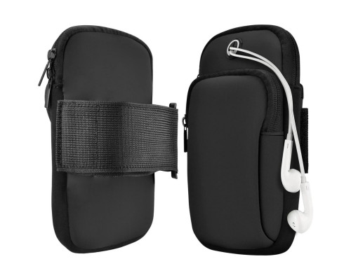 Сумка для бігу - чохол на руку JEEF 18 х 9.5 см з 2 кишенями Чорний (RT050664)