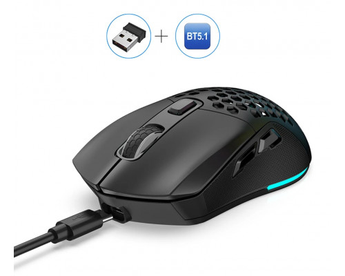 Миша бездротова HXSJ Т28 з акумулятором та RGB підсвічуванням 2,4G+Bluetooth Black Миша бездротова HXSJ Т28 з акумулятором та RGB підсвічуванням 2,4G+Bluetooth Black