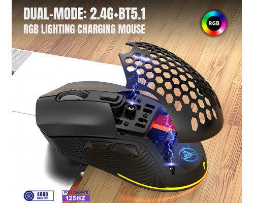 Миша бездротова HXSJ Т28 з акумулятором та RGB підсвічуванням 2,4G+Bluetooth Black Миша бездротова HXSJ Т28 з акумулятором та RGB підсвічуванням 2,4G+Bluetooth Black