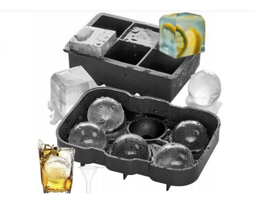 Набір силіконових форм для льоду Ice Куб і Куля 6 комірок 2 шт Чорний (C051350-51355)
