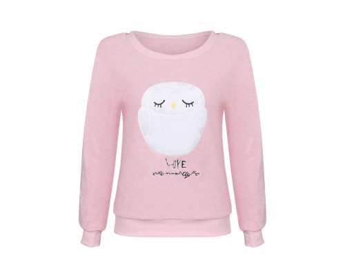 Жіноча тепла піжама Lesko Owl Pink 2XL костюм для дому Жіноча тепла піжама Lesko Owl Pink 2XL костюм для дому