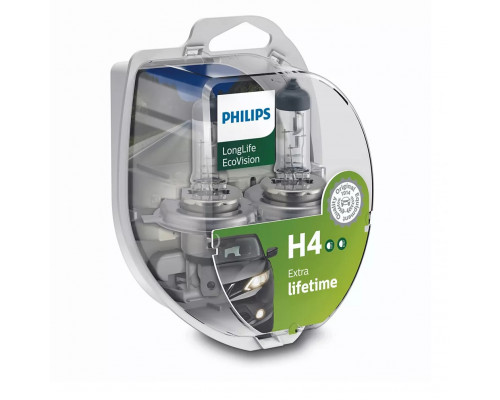 Комплект галогенових ламп Philips 12342LLECOS2 H4 60/55W 12V P43t EcoVision 2шт/комплект Комплект галогенових ламп Philips 12342LLECOS2 H4 60/55W 12V P43t EcoVision 2шт/комплект