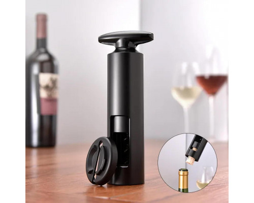 Набір для вина BAR 4в1 механічний штопор/аератор/пробка/ніж для фольги 4 предмети Чорний (C051399)