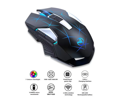 Мышь беспроводная с аккумулятором HXSJ T300 2.4 G Hz Black Мышь беспроводная с аккумулятором HXSJ T300 2.4 G Hz Black