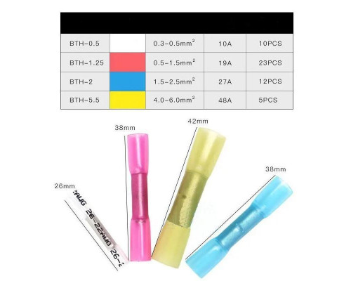 Набір обтискних гільз з термоусадкою RW 0.3-6.0 мм² 50 шт Різнокольоровий (С051298)