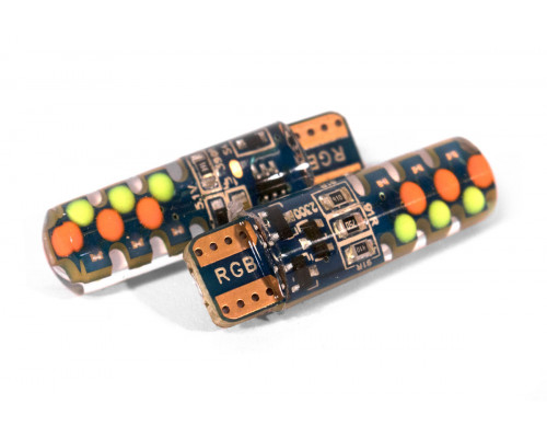 Світлодіодна лампа StarLight T10 12 діодів 12V СОВ / crystal MULTICOLOR / друкована плата Світлодіодна лампа StarLight T10 12 діодів 12V СОВ / crystal MULTICOLOR / друкована плата