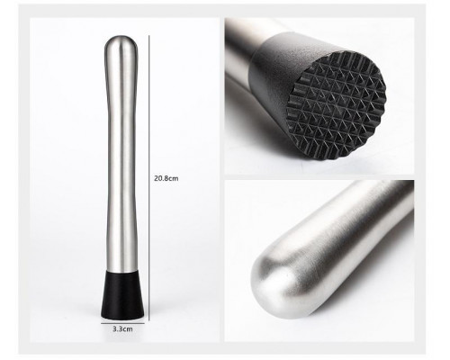 Мадлер для коктейлів BAR товкушка для бару 20.8 см Сріблястий (C051207)