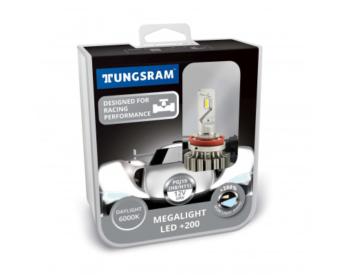 Комплект ламп LED головного світла Tungsram Megalight LED +200 12V H11 24W 6000K (2 шт./коробка) Комплект ламп LED головного світла Tungsram Megalight LED +200 12V H11 24W 6000K (2 шт./коробка)