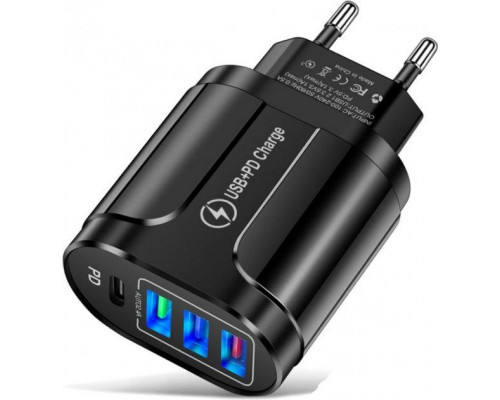 Зарядний пристрій Xiamen 3 USB Type-C V 2,4 A Black (050557) Зарядний пристрій Xiamen 3 USB Type-C V 2,4 A Black (050557)