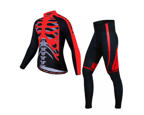 Чоловічий велокостюм KIDITO KM-CT-18 Trousers Skeleton Чорний з червоним XL Чоловічий велокостюм KIDITO KM-CT-18 Trousers Skeleton Чорний з червоним XL