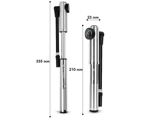 Насос велосипедний West Biking 0711068 Ручний з індикатором 210 мм Сірий (5002-59276)