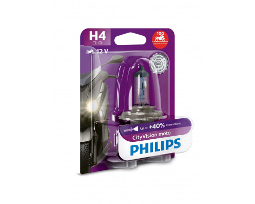 Автолампа PHILIPS 12342CTCBW CITYVISION MOTO +40% H4 60/55W 12V P43t 1pcs/bli Автолампа PHILIPS 12342CTCBW CITYVISION MOTO +40% H4 60/55W 12V P43t 1pcs/bli