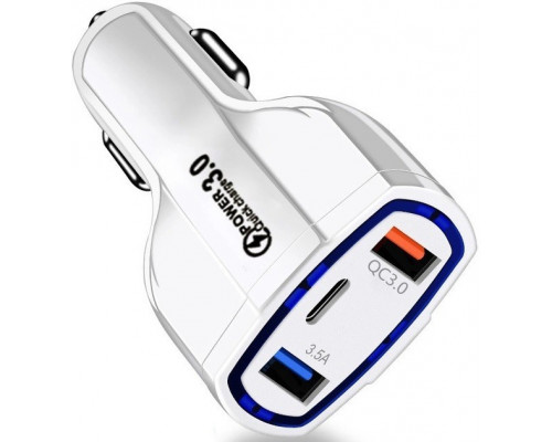Автомобільний зарядний пристрій No Brand CWa 2USB Type-C PD35W QC 3.0 White (44050554) Автомобільний зарядний пристрій No Brand CWa 2USB Type-C PD35W QC 3.0 White (44050554)